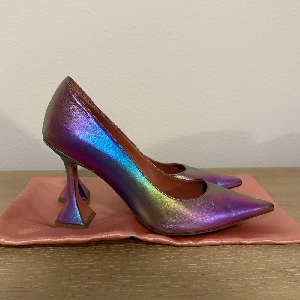 Amina Muaddi Ami Iridescent Pumps
